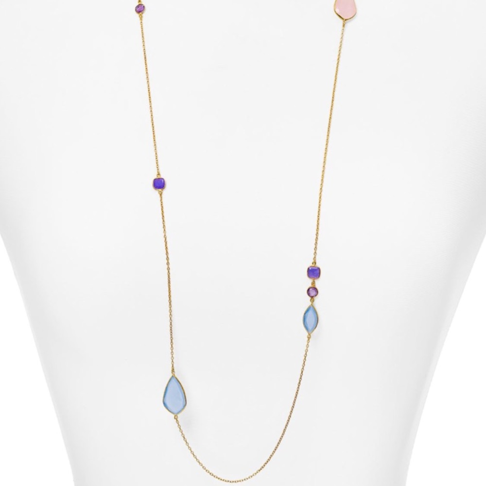 Argento Vivo Stone Station Necklace - Gold/Multi